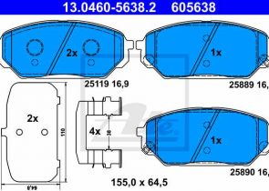 ATE disk pločice HYUNDAI 13.0460-5638.2 ix55 08->12