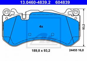 ATE disk pločice MERCEDES BENZ 13.0460-4839.2 c-klasse (c204) coupe 11->