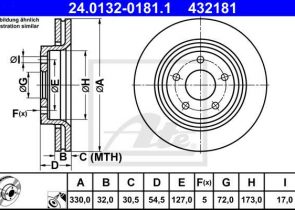 ATE disk ploča JEEP 24.0132-0181.1 prednja, grand cherokee iv (wk, wk2) 3.0 crd v6 4×4 13->, d330/32