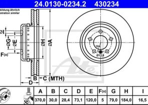 ATE disk ploča BMW 24.0130-0234.2 prednja, 3 f30 330 d m perform 12->, d370/30