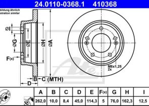 ATE disk ploča HYUNDAI 24.0110-0368.1 zadnja, kona 17->, d262/10