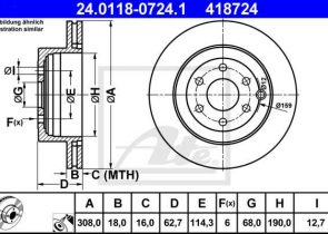 ATE disk ploča NISSAN 24.0118-0724.1 nissan pathfinder iii (r51) 2.5 dci 4wd 05->