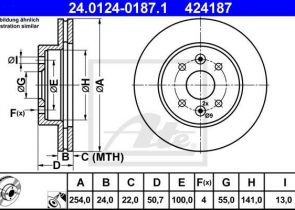 ATE disk ploča KIA 24.0124-0187.1 kia rio estate (dc) 1,3 00-> 05