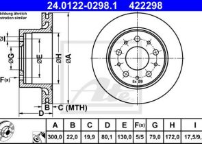 ATE disk ploča CITROEN 24.0122-0298.1 zadnja, jumper 06->, d300/22