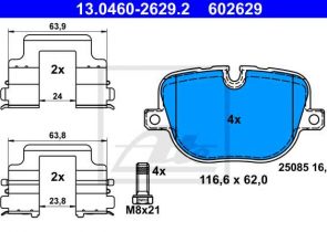 ATE disk pločice LAND 13.0460-2629.2 zadnje, range rover,discovery 08->