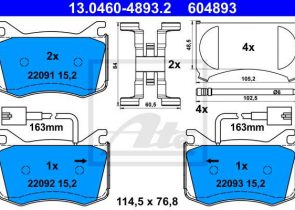 ATE disk pločice ALFA ROMEO 13.0460-4893.2 prednje, giulia 16->16