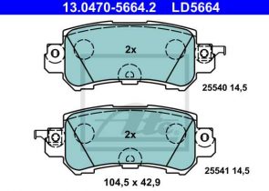 ATE disk pločice MAZDA 13.0470-5664.2 zadnje, cx-5 11->ceramic