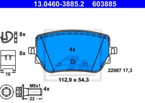 ATE disk pločice MERCEDES BENZ 13.0460-3885.2 zadnje, a class w177 180cdi sport paket 18->