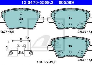 ATE disk pločice KIA 13.0470-5509.2 zadnje, ceed 18 ->bez.el.ručne ceramic