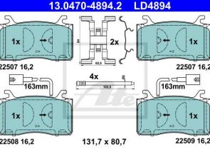 ATE disk pločice ALFA ROMEO 13.0470-4894.2 prednje, giulia,stelvio brembo sys 16->ceramic