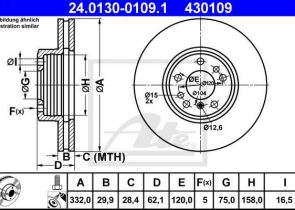 ATE disk ploča BMW 24.0130-0109.1 prednja, bmw x-5 3.0d e53 01 ->, d332/30