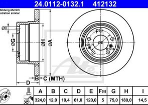 ATE disk ploča BMW 24.0112-0132.1 zadnja, bmw 725tds 95 ->, d324/12