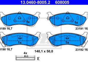 ATE disk pločice MERCEDES BENZ 13.0460-8005.2 zadnje, ml 230 w163 98 ->