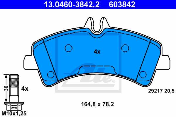 ATE disk pločice MERCEDES BENZ 13.0460-3842.2 zadnje, crafter 2.5tdi,sprinter 511cdi 06 ->