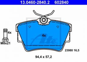 ATE disk pločice RENAULT 13.0460-2840.2 zadnje, trafic 1.9 dci 01 ->