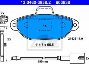 ATE disk pločice FIAT 13.0460-3838.2 f-500 1.2 07 ->