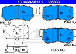 ATE disk pločice HYUNDAI 13.0460-5833.2 santa fe 2.0crdi 01 ->