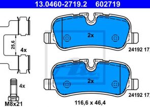 ATE disk pločice LAND 13.0460-2719.2 zadnje, discovery 2.7td 04 ->
