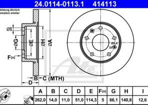 ATE disk ploča LAND 24.0114-0113.1 prednja, freelander 2.0di 98 ->, d262/14