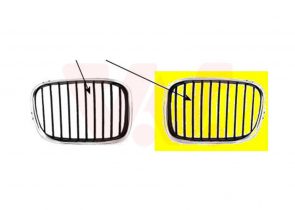 Maska BMW 5 E39 96-03 prednja lijeva 00- krom/crna