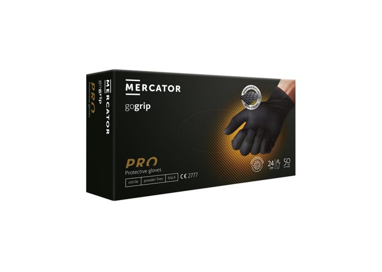 Rukavice nitrilne crne sa granulama vel XL 50 kom