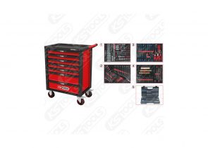 KS TOOLS racingline crno/crveno radionička kolica sa 7 ladica, 515-dijelni vrhunski set alata 826.7515