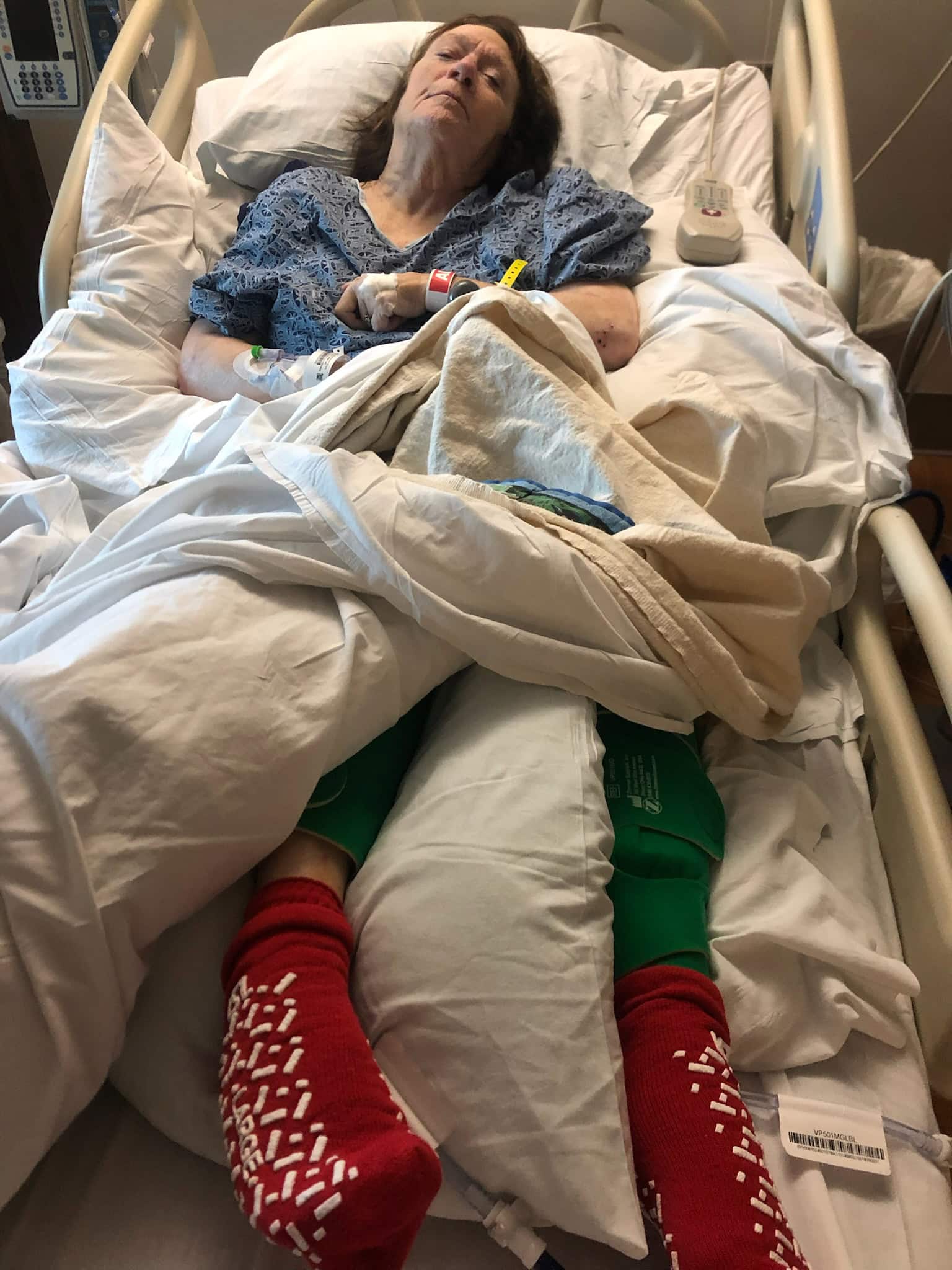 Christy's mother in a hospital bed
