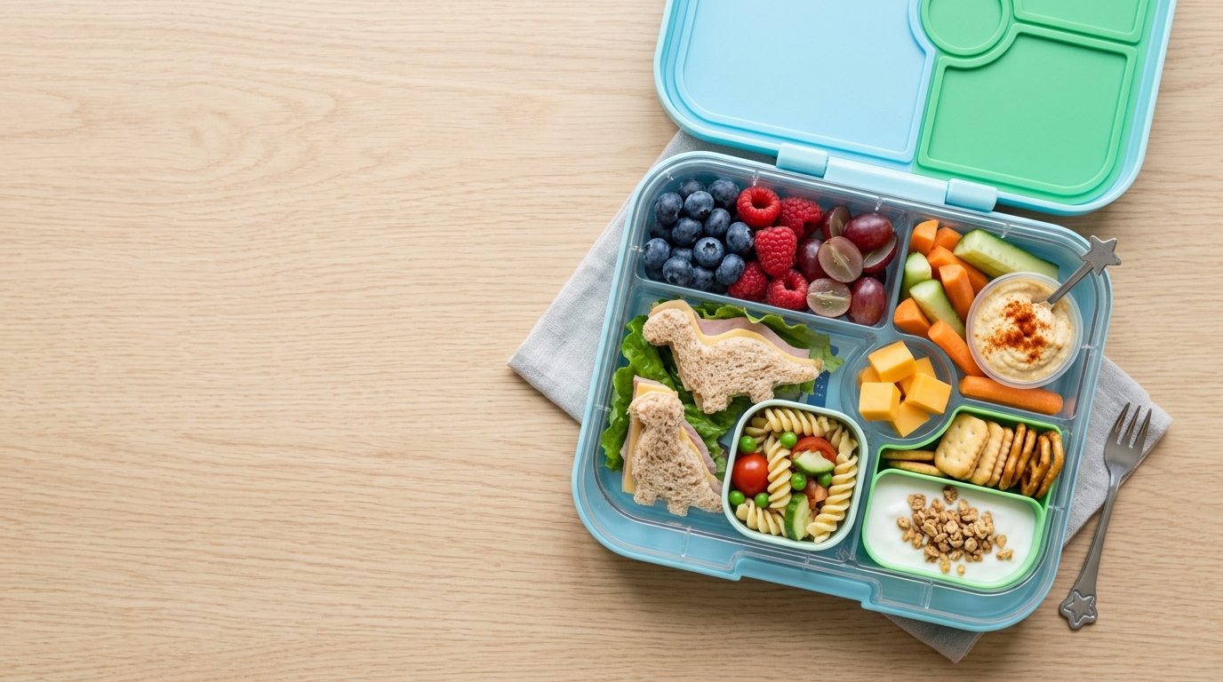 Kid-Safe Snacking Kid's lunchbox packed with healthy snacks