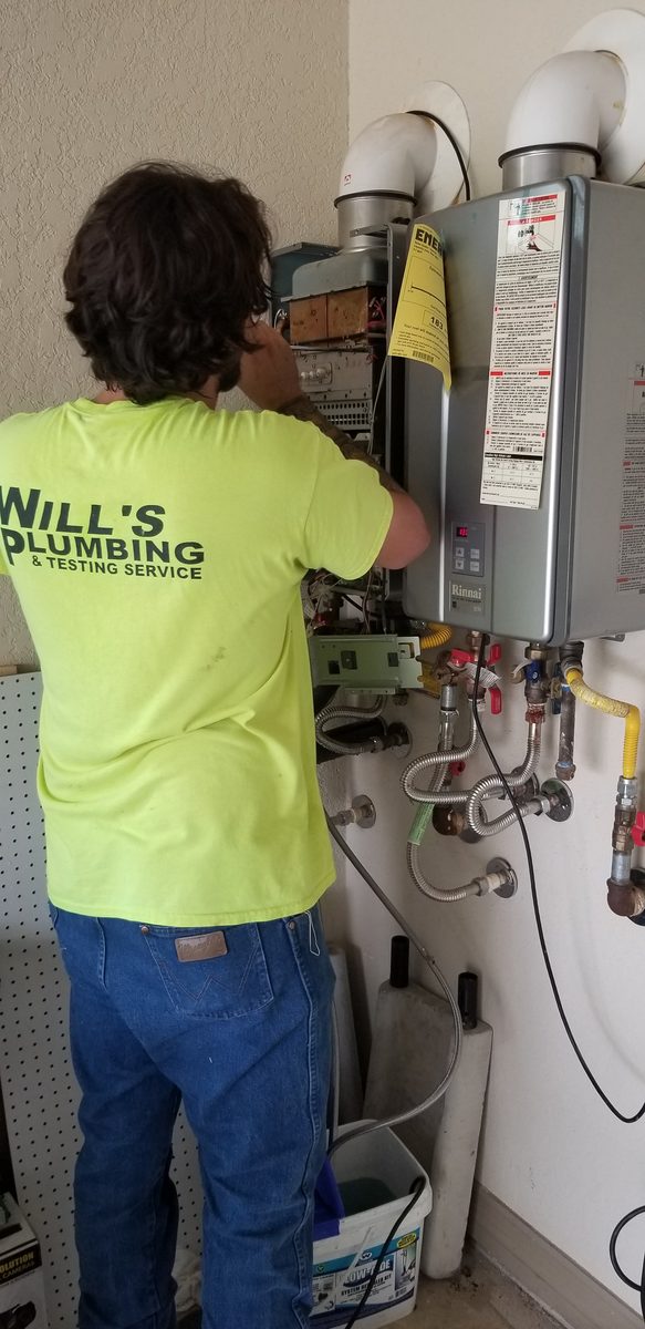 Rinnai tankless water heater installed by Will&rsquo;s Plumbing & Testing Service in San Antonio