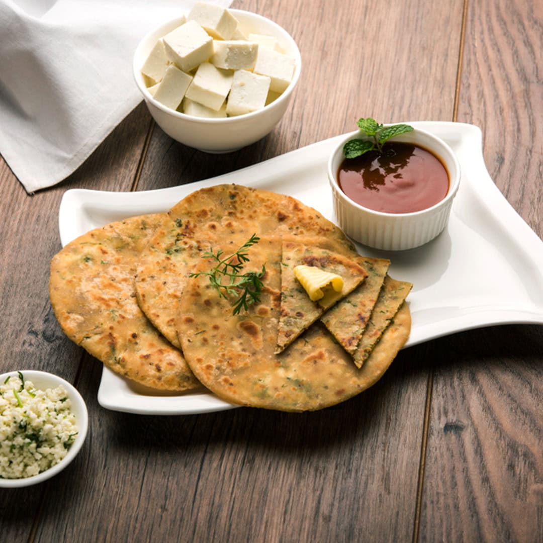 Paneer Cheese Paratha with Chai