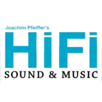 Logo HiFi Sound & Music bleu sur fond transparent