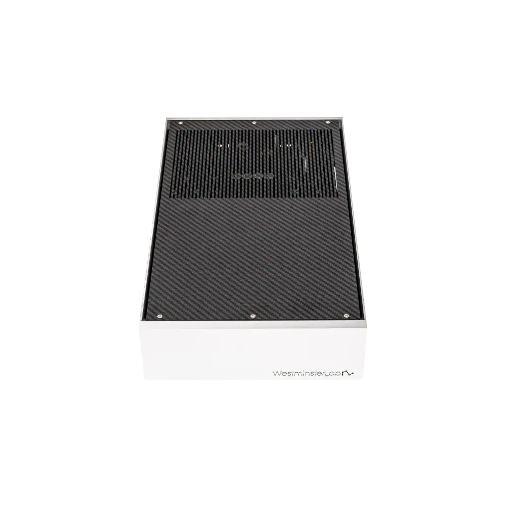 Ampli phono (phonostage en anglais) WestminsterLab Monologue vu de face sur fond transparent