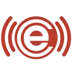 Logo ecoustics rouge sur fond transparent