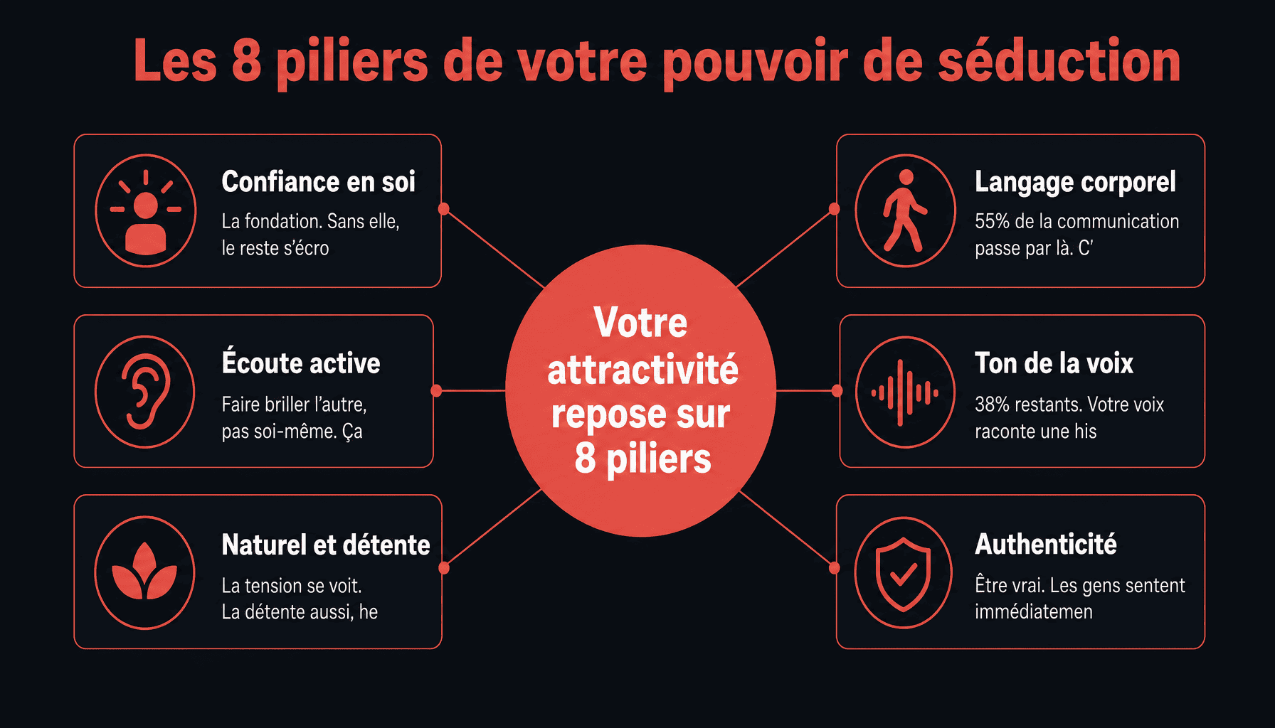 Infographie blog-libre.net simulateur pouvoir de séduction : 8 facteurs clés d'attractivité à évaluer