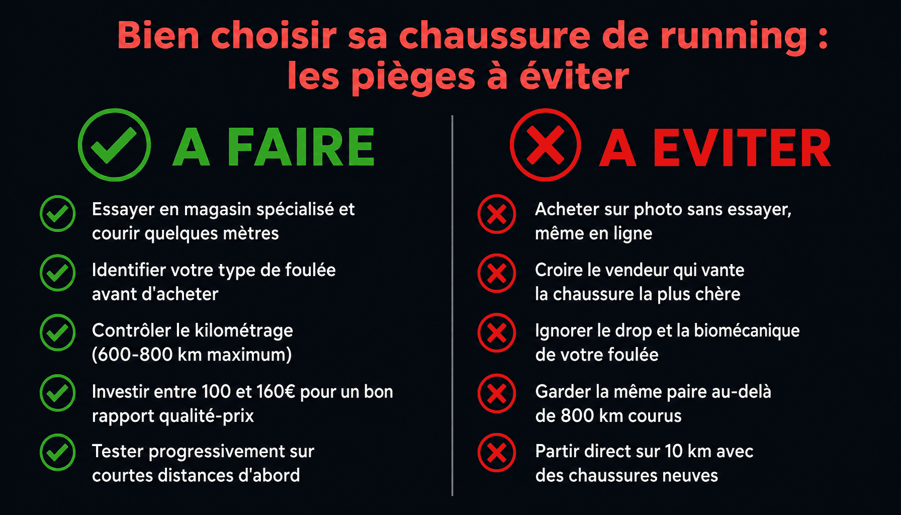 Infographie meilleur chaussure pour courir : erreurs courantes et bonnes pratiques pour débutants