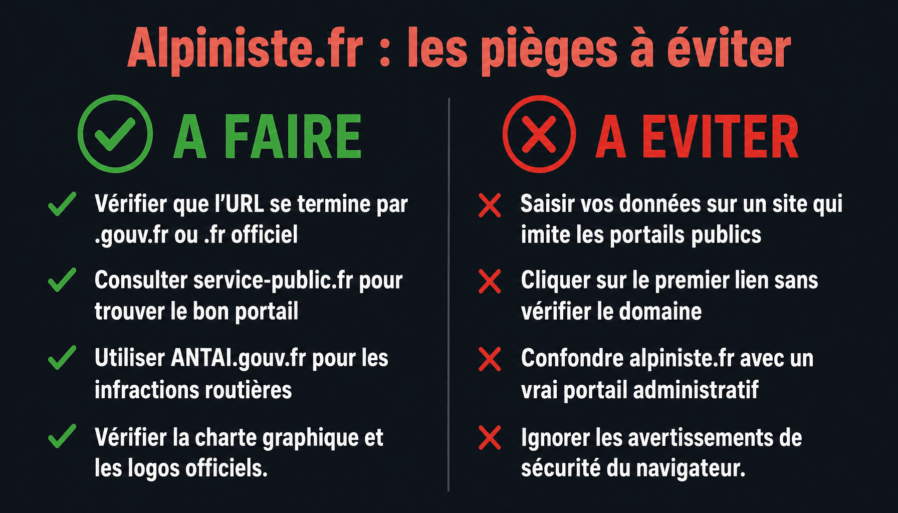 Infographie alpiniste fr : bonnes pratiques et erreurs à ne pas faire avec les services publics français