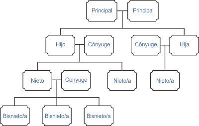 &Aacute;rbol geneal&oacute;gico de descendientes lineal