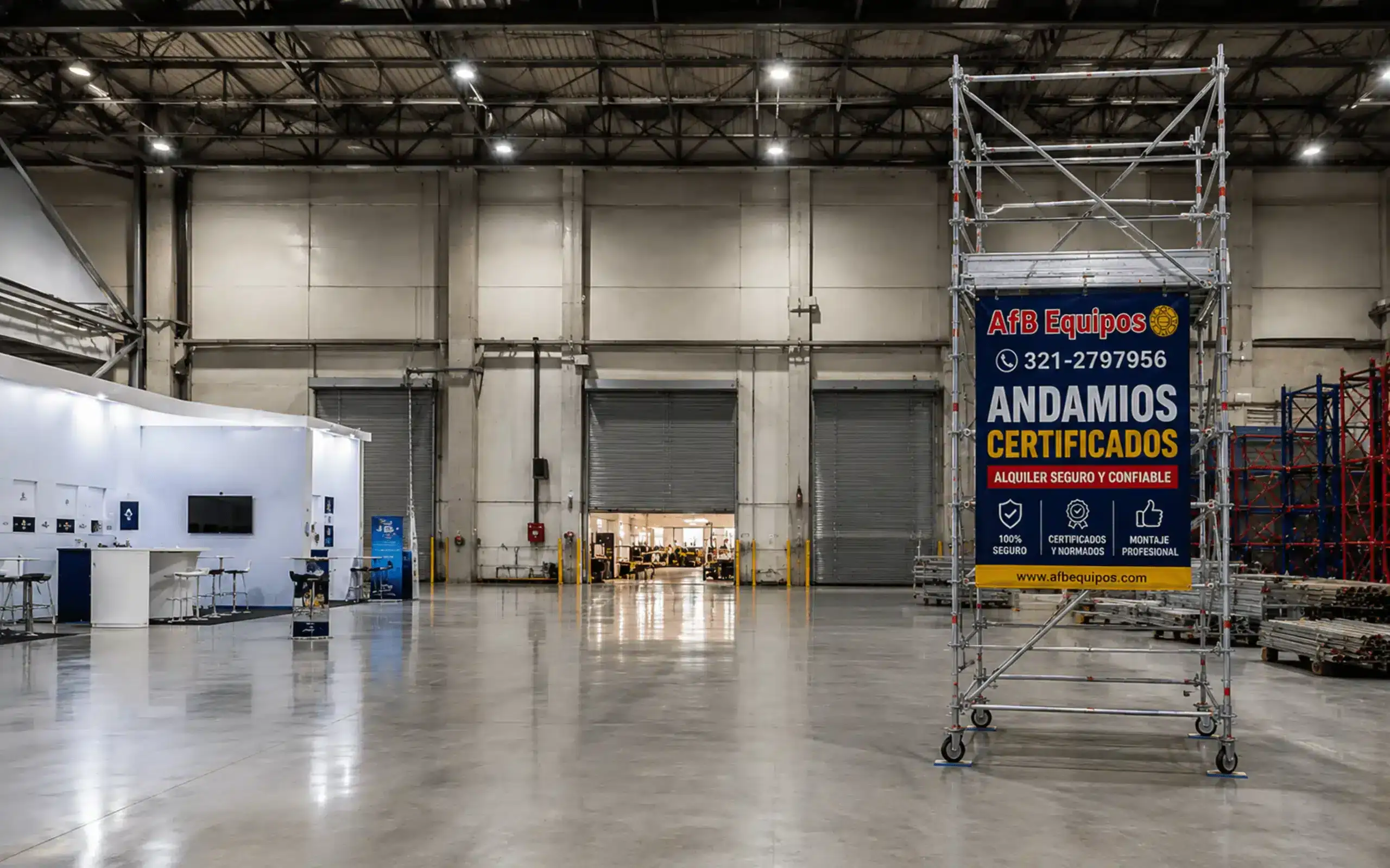Andamio certificado instalado en fachada de obra en Bogotá