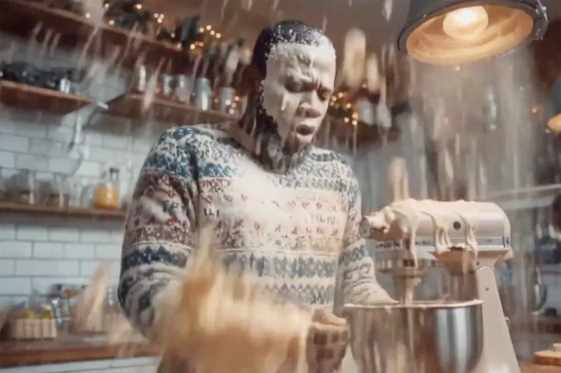 Cena do comercial de Natal feito com IA pelo McDonald's na Holanda
