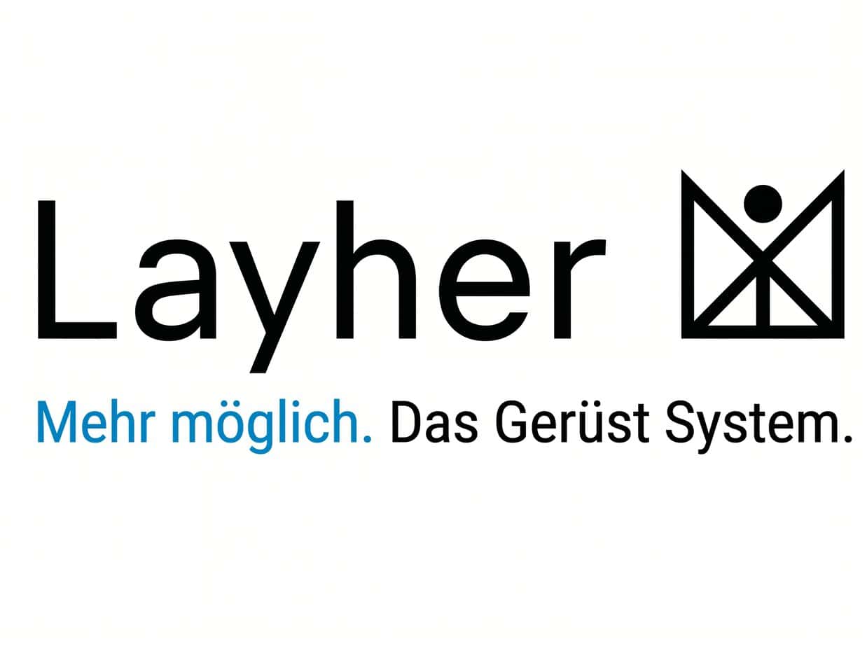 Layher Logo – Weltmarktführer Gerüstsysteme, Rollgerüste und Systemgerüste
