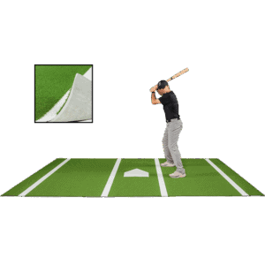 6 × 12 Proball Baseball Hitting Mat - Green Nylon, Inlaid Plate, Flexible 5mm Foam
