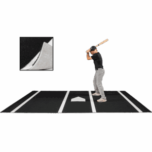 6 × 12 Proball Baseball Hitting Mat - Black Nylon, Inlaid Plate, Flexible 5mm Foam