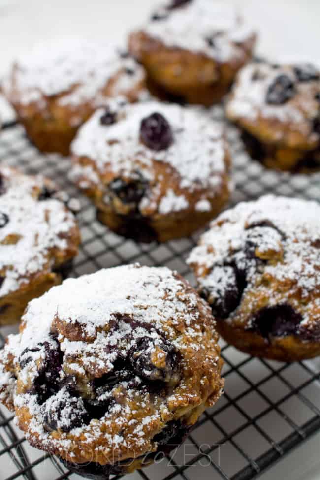 Blueberry Muffin Recipe - Made with Yogurt and Whole-wheat - Light and airy muffins made with whole-wheat flour and yogurt, loaded with plump, juicy blueberries! Healthy and guilt-free!!