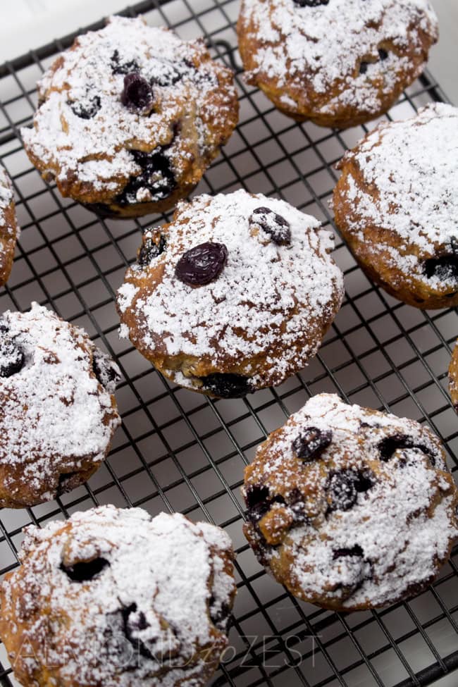 Blueberry Muffin Recipe - Made with Yogurt and Whole-wheat - Light and airy muffins made with whole-wheat flour and yogurt, loaded with plump, juicy blueberries! Healthy and guilt-free!!