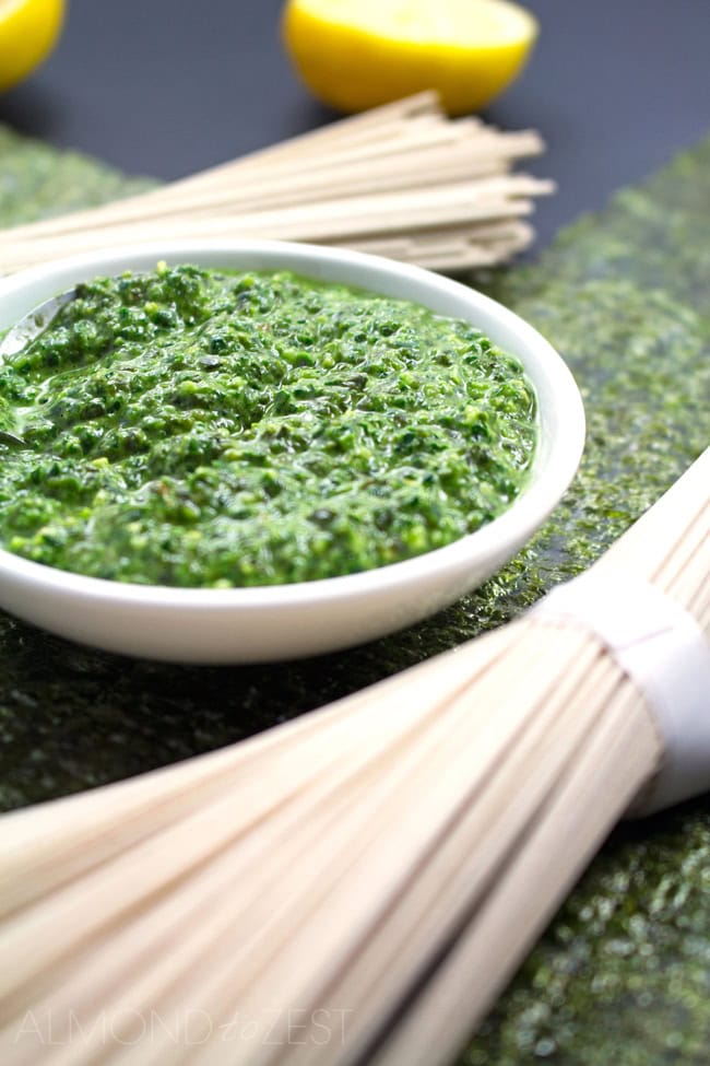 Soba Noodles with Nori Pesto and Salmon