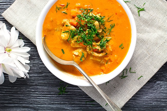 Spicy Chicken, Tomato and Coconut Soup