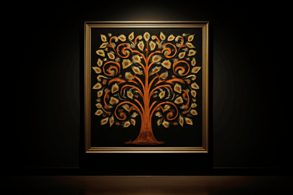 Tableau cadre arbre de vie rouge