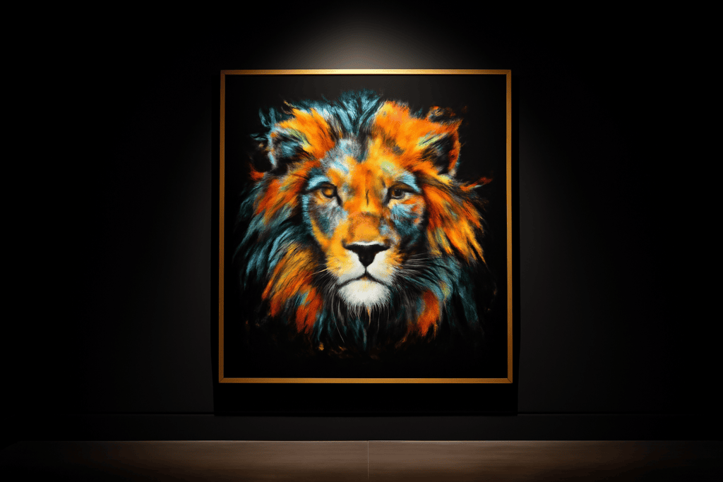 Tableau lion coloré