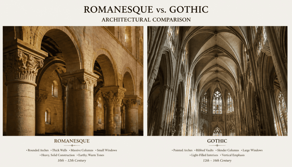 Art roman et art gothique : deux âmes du Moyen Âge face à face