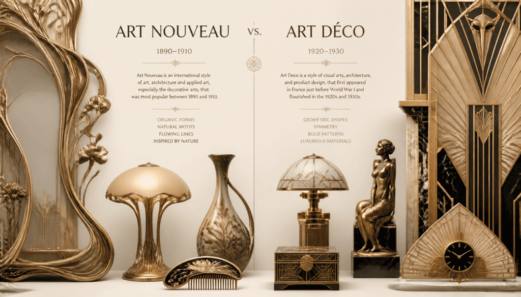 Art Déco vs Art Nouveau : comment ne plus jamais les confondre